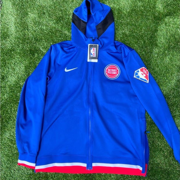 $140 XL-3XLT Nike Detroit Pistons 75th Anniversary NBA Showtime Hooded Jacket - Picture 3 of 14